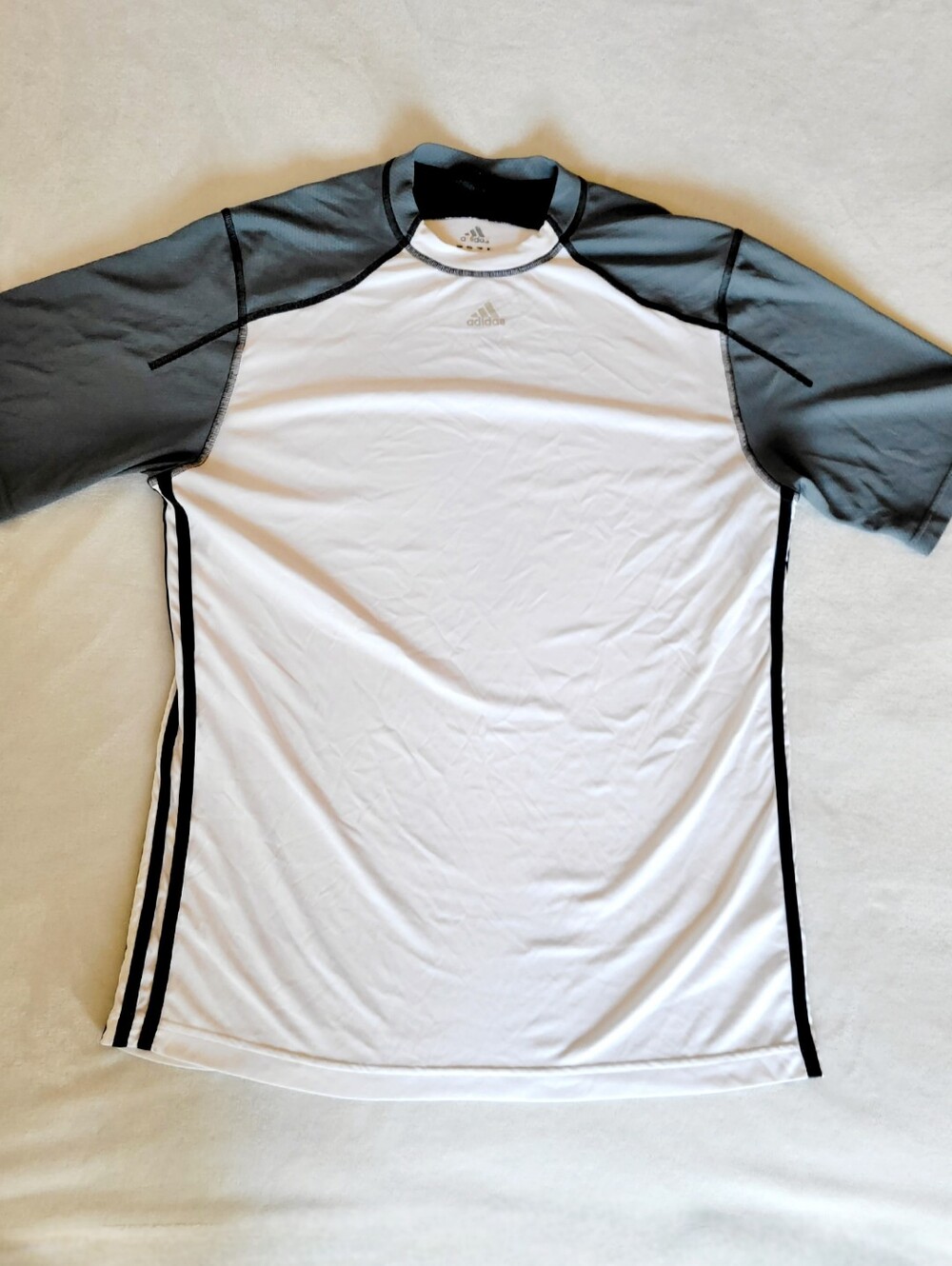 ​Adidas 3-Stripes Short Sleeve Performance  White And Gray Shirt - M